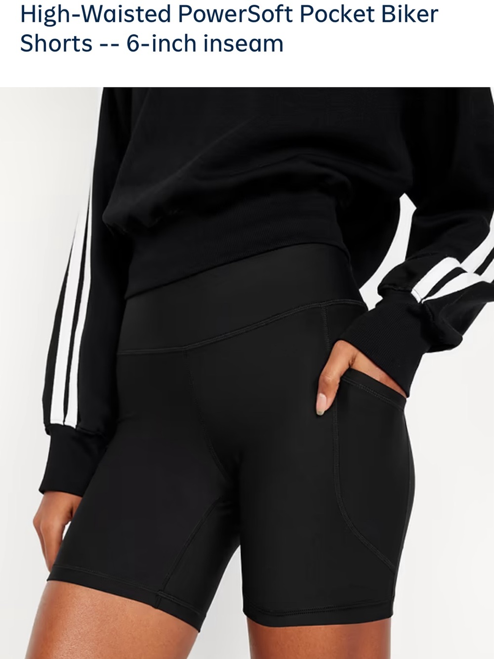 🦟 Repellent Old Navy High-Waisted PowerSoft Pocket Biker Shorts, Black, Small